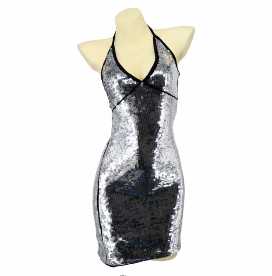 Dress, Sequin Silver-Silver : Small