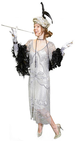 20s Gown, Silver White